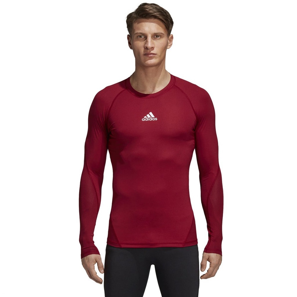 EUC Mens Adidas Collegiate Burgundy Training Alphaskin Sport Long Sleeve Tee XXL